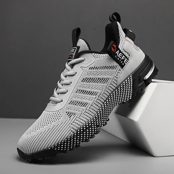 Lightweight Men's Gray Breathable Sneakers for Casual Outdoor Walking Sz 45 Us12 - Picture 3 of 5